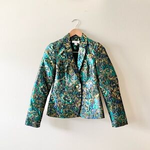 NEW Atmosphere Green and Blue Floral Brocade Blazer